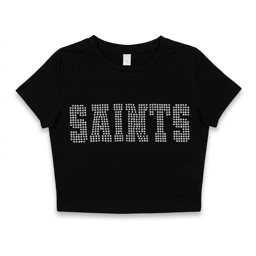 Black Diamanté Crop Tee